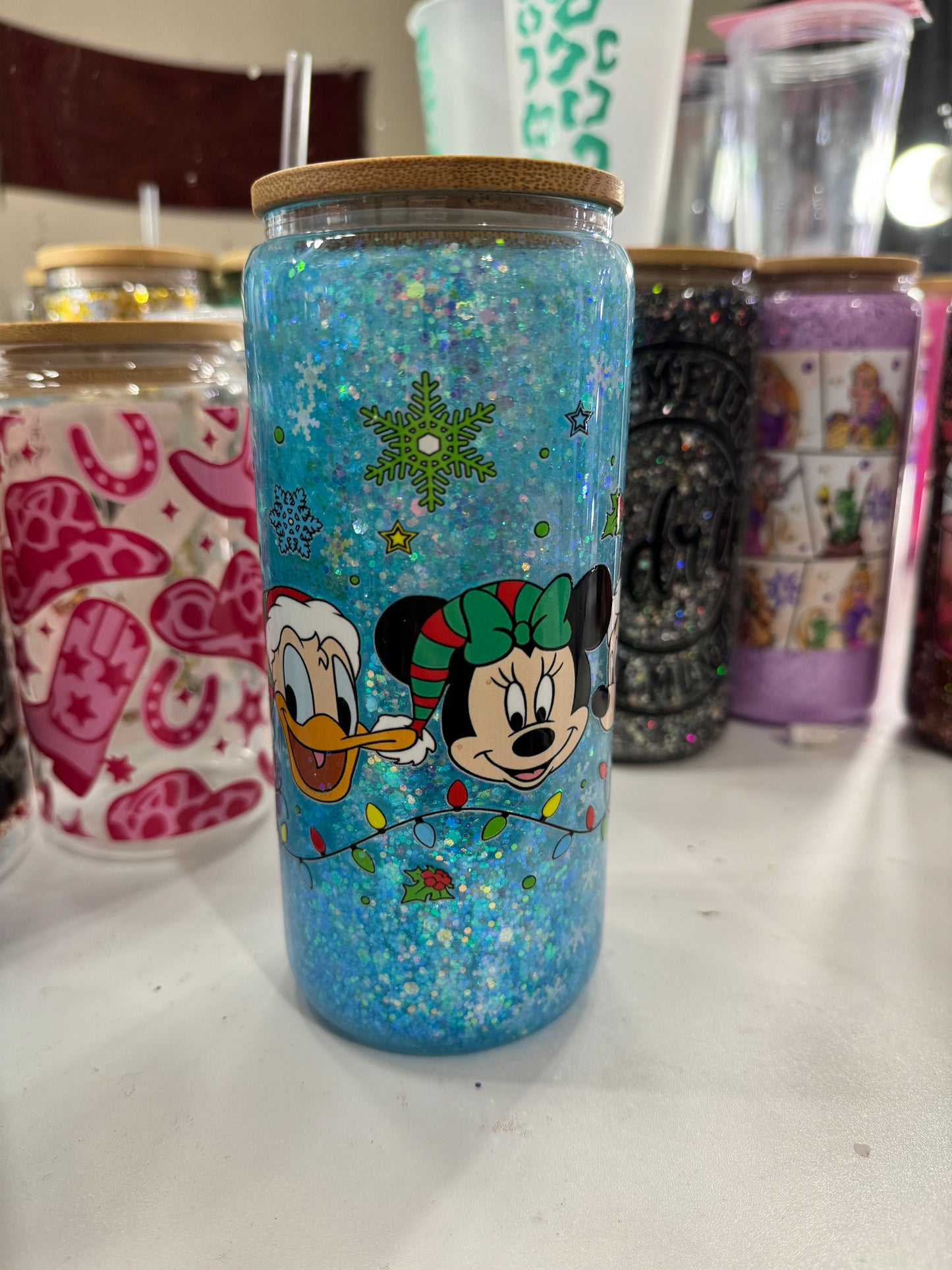 mickey and friends christmas snowglobe