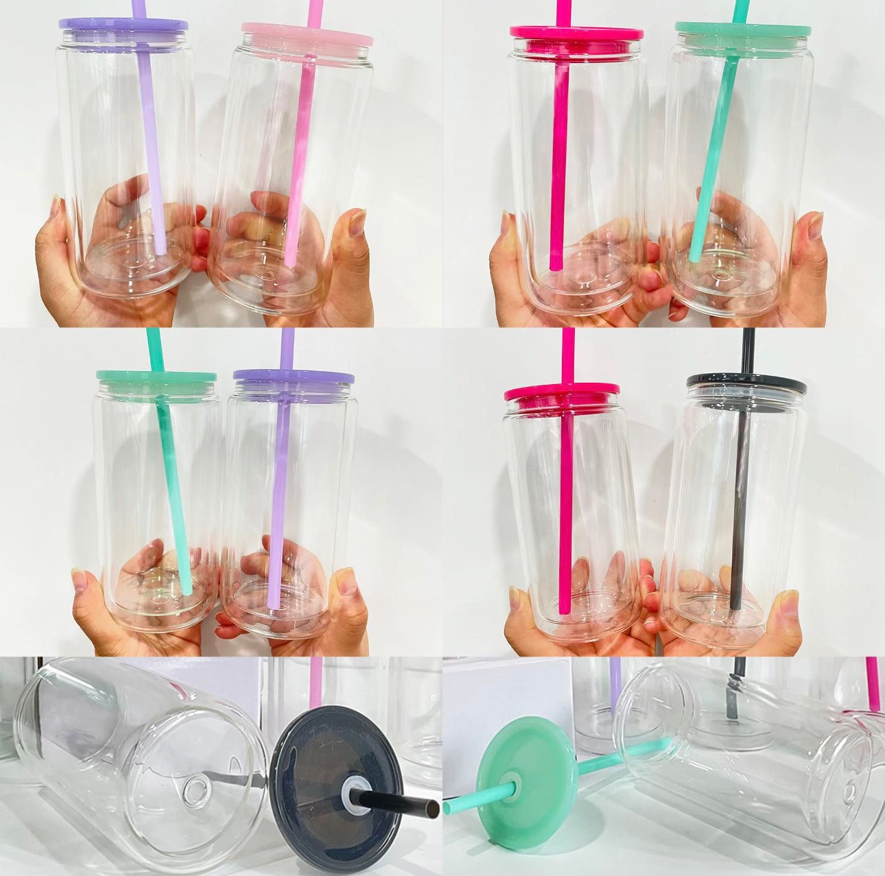 colored lid and straw snowglobe