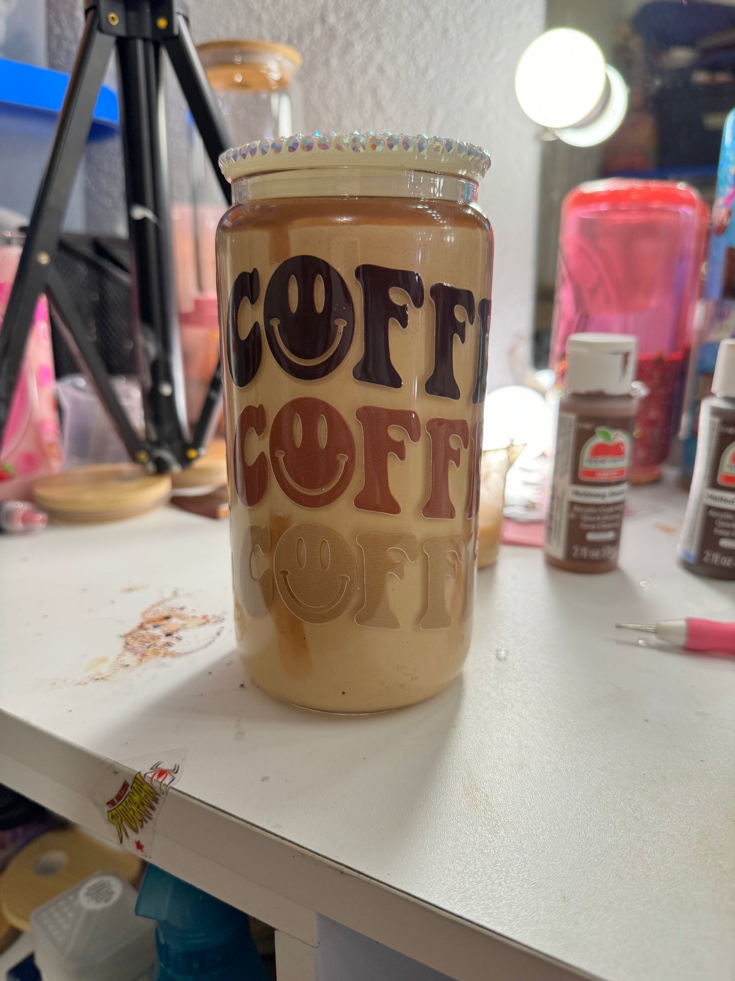 coffee w drizzle and sweet cream foam snow globe