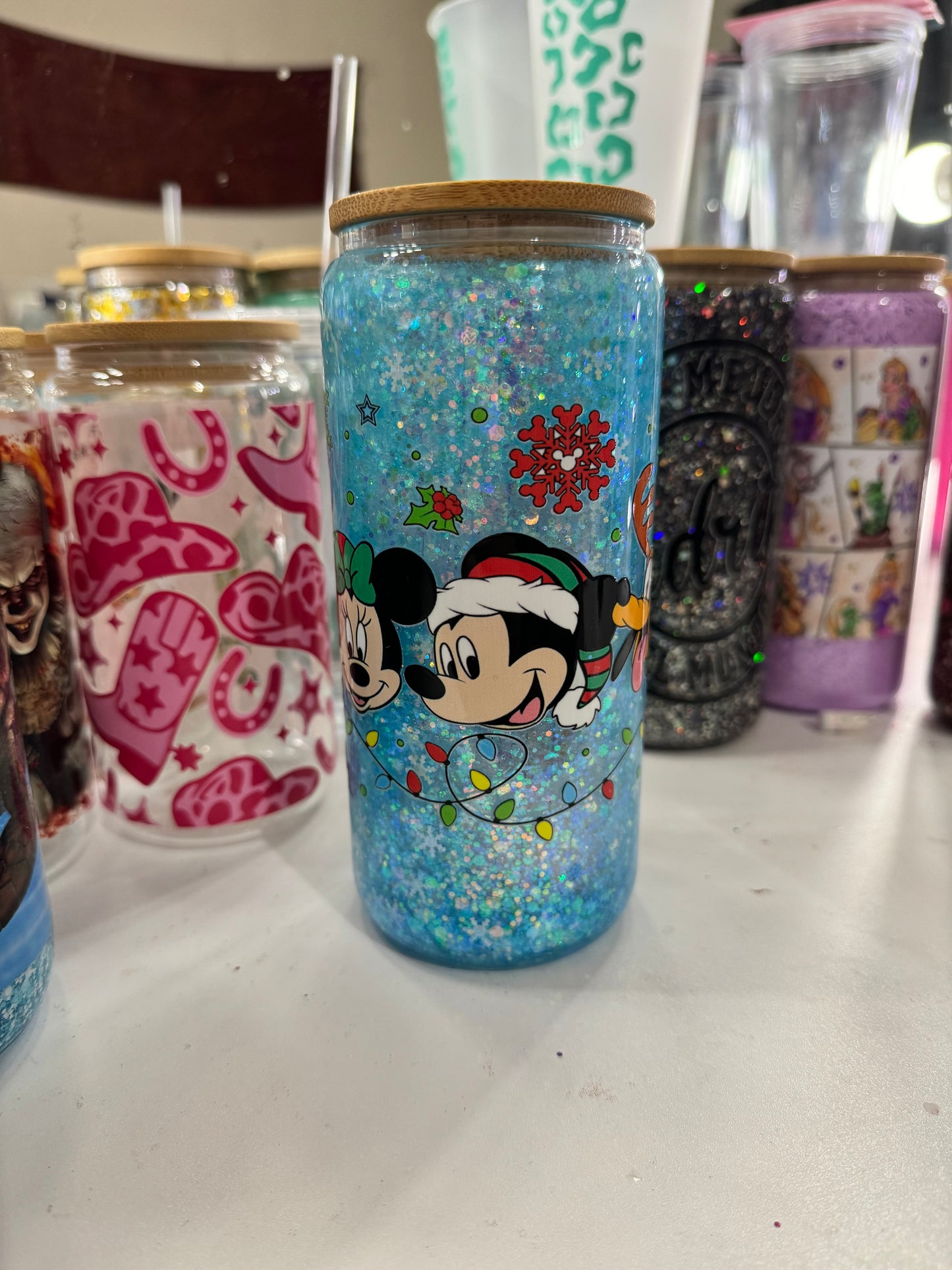 mickey and friends christmas snowglobe