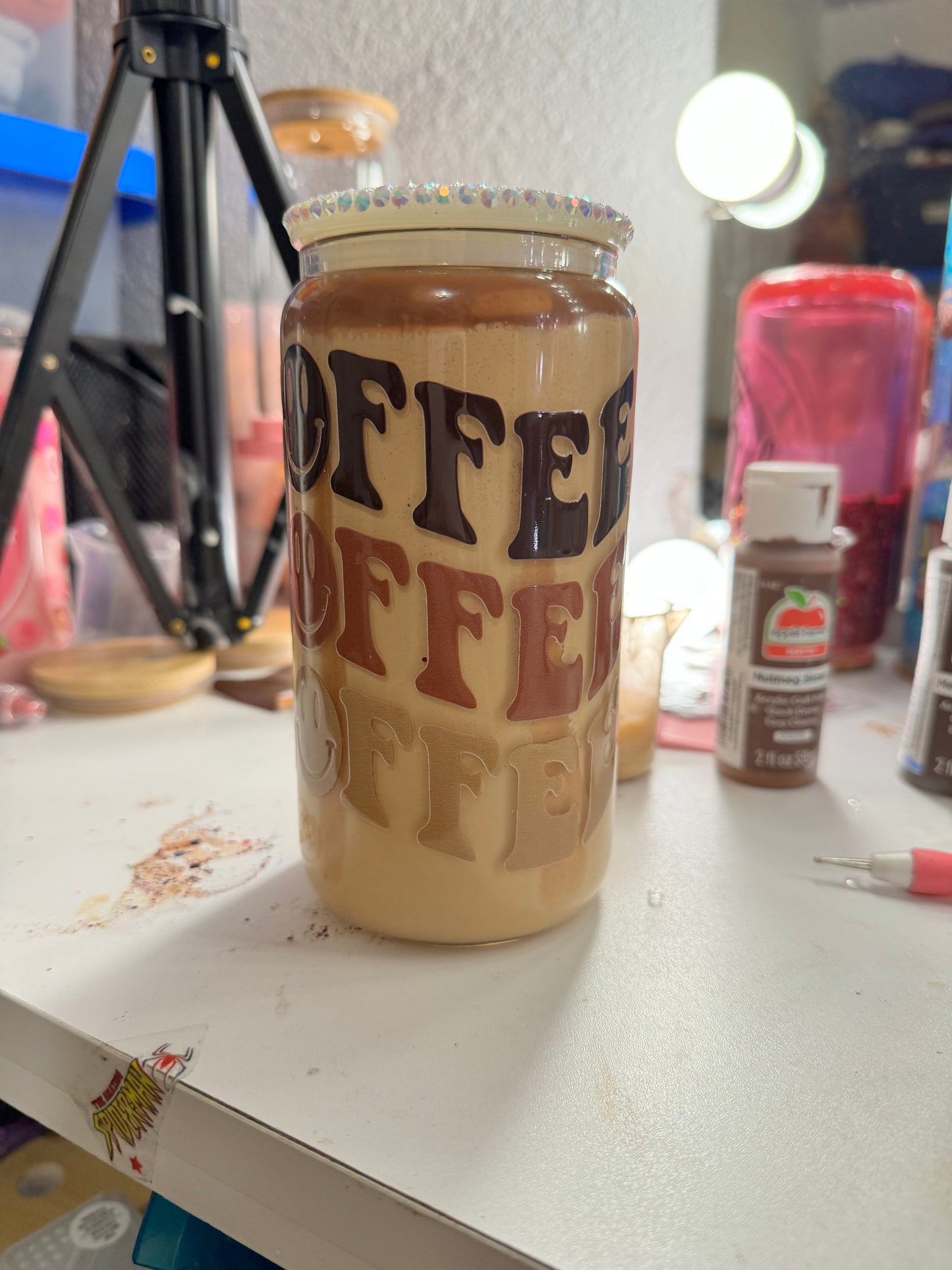 coffee w drizzle and sweet cream foam snow globe