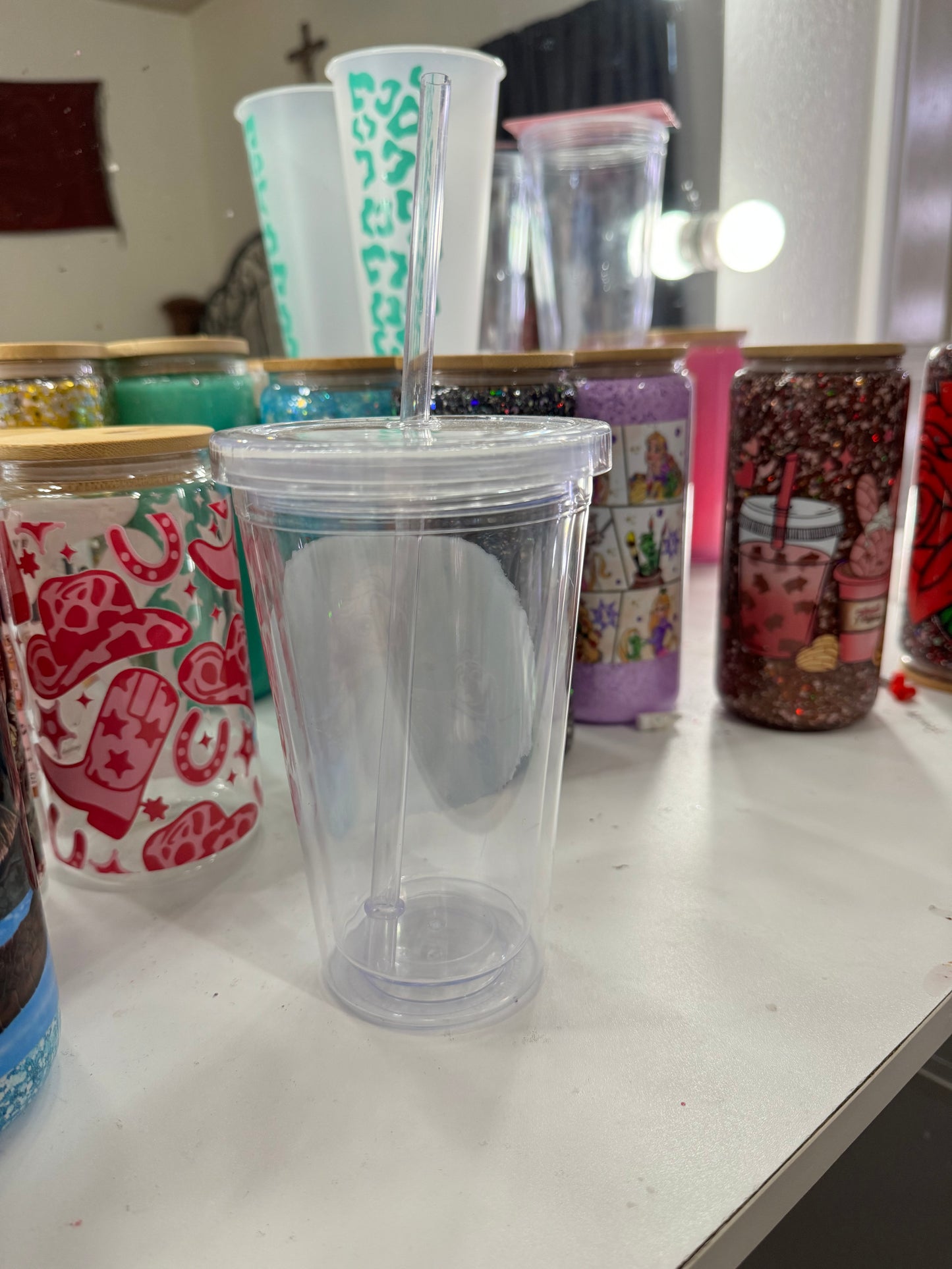 baby elsa add your choice of glitter acrylic snowglobe cup