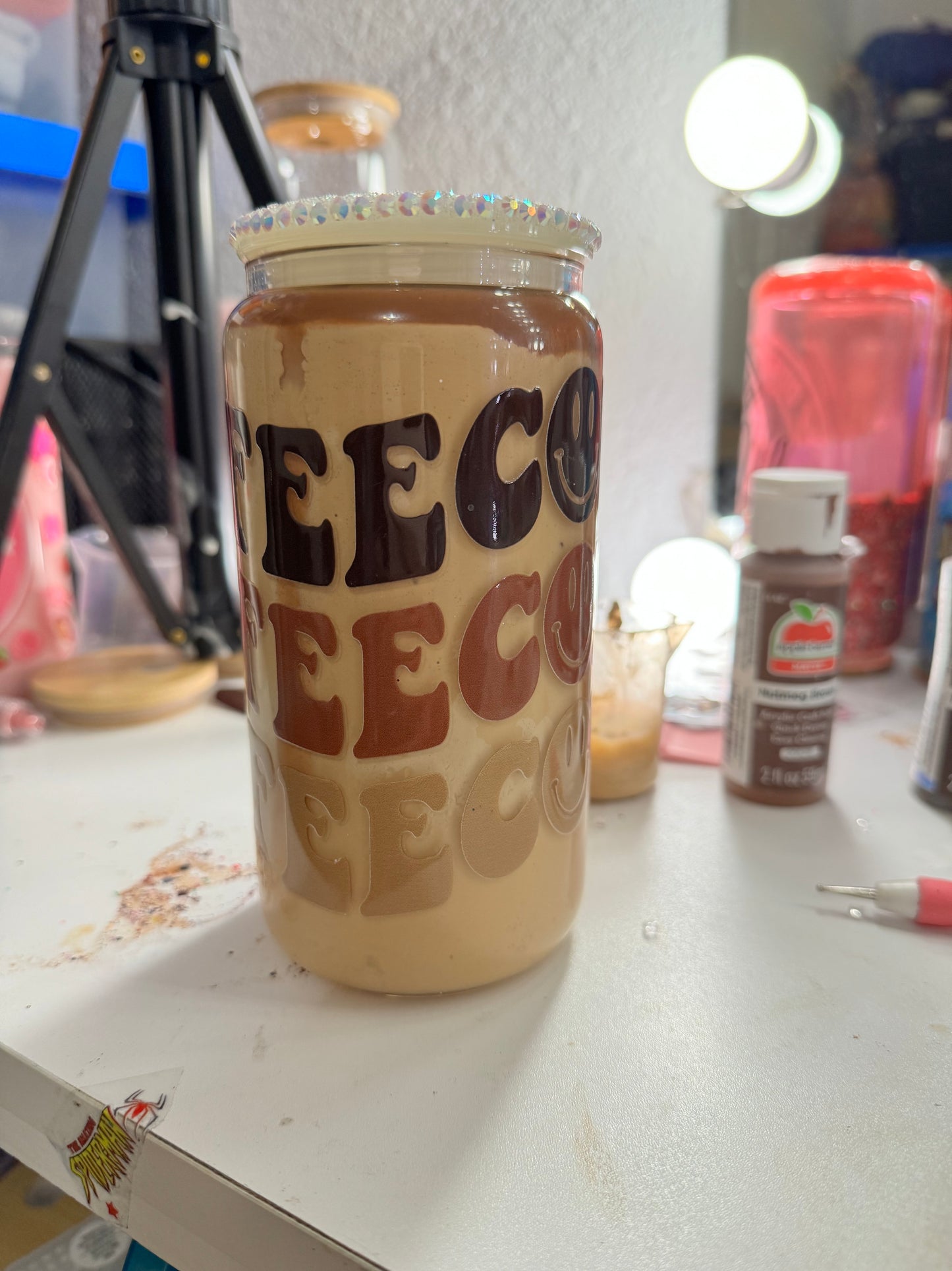 coffee w drizzle and sweet cream foam snow globe