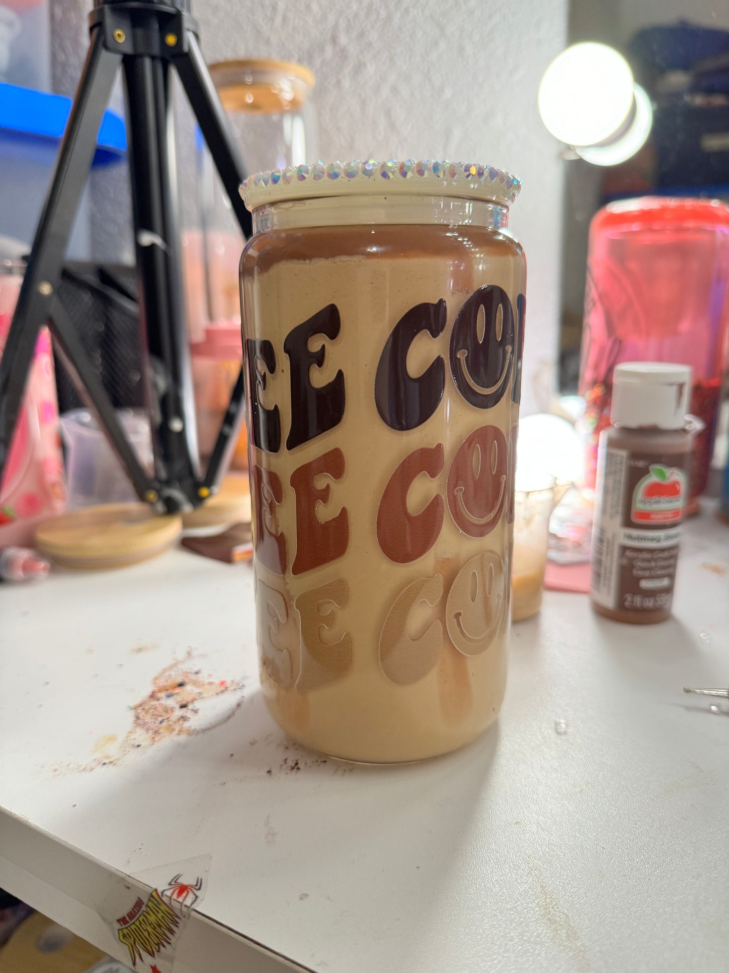 coffee w drizzle and sweet cream foam snow globe