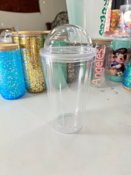 16 oz acrylic snowglobe w/ dome lid