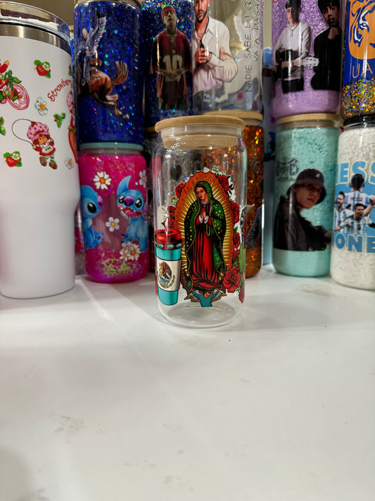 virgencita clear glass cup