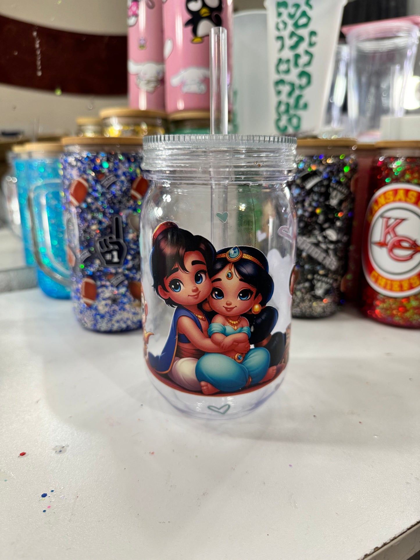 baby jasmine and aladdin acrylic cup